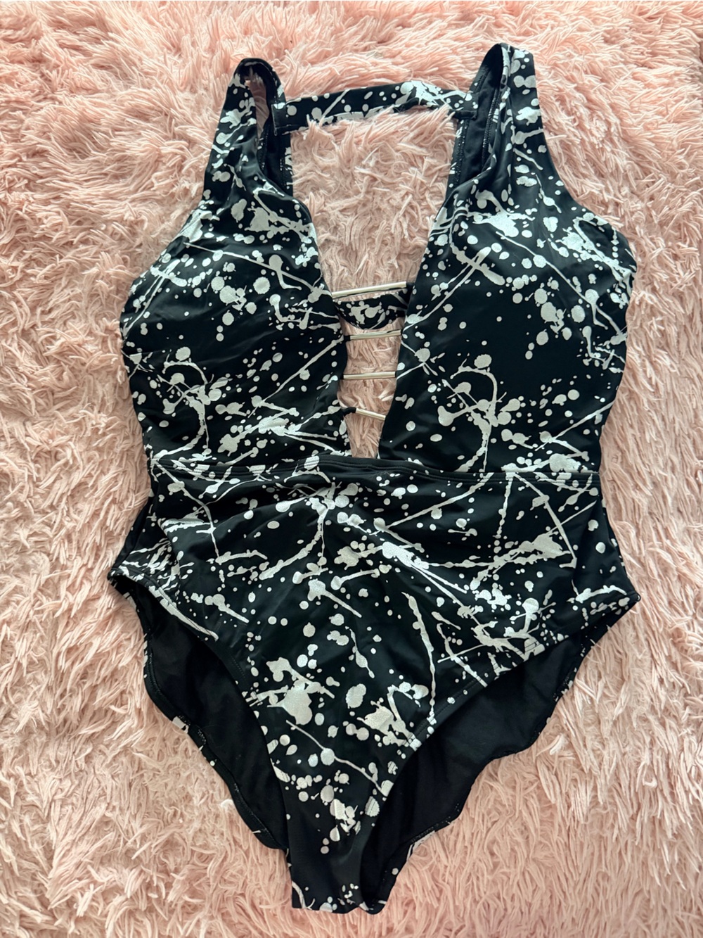 Swimsuits For All Ashley Graham Black and White Splash One-Piece
